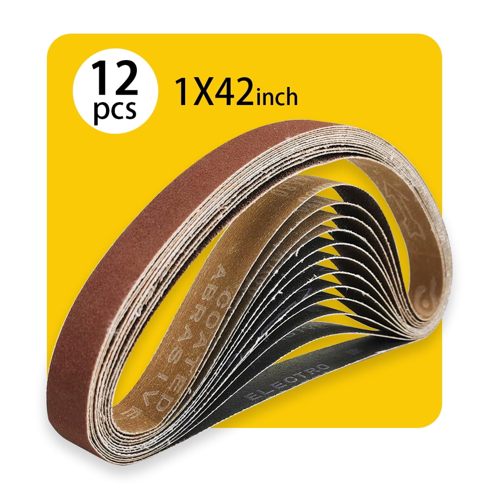 1 x 42 inch Sanding Belt Assortment Packs,12 Pcs(4 Each of 80 120 150