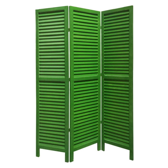 1" x 48" x 67" Green, Wood, Shutter -Screen