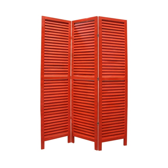1" x 48" x 67" Red, Wood, Shutter -Screen