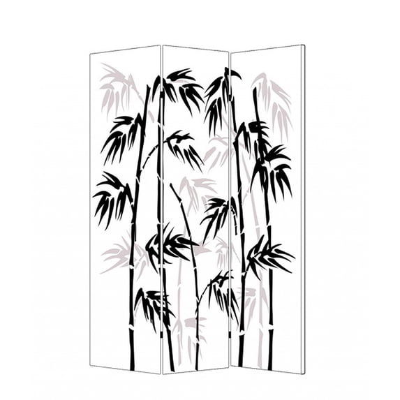 1" x 48" x 72" Multi Color Wood Canvas Bamboo Leaf Screen