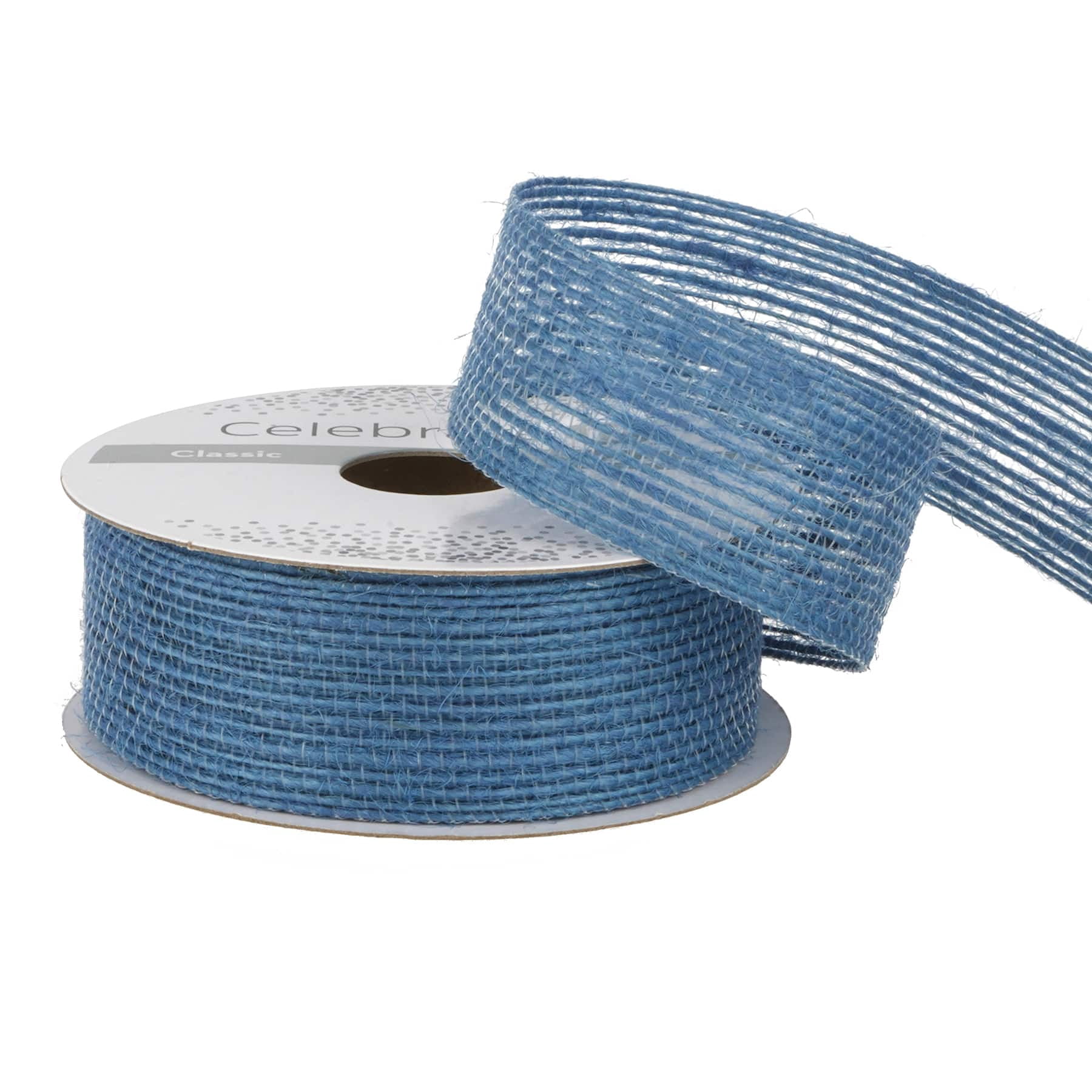 1" x 5 Yard Blue Jute Ribbon by Celebrate It - Non-Wired Ribbon Rolls for Gift Wrapping - Baskets - DIY Crafts & Rustic Decor - 12 Pack