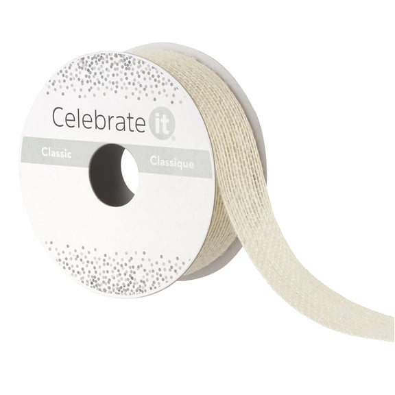 1" x 5 Yard Ivory Jute Ribbon by Celebrate It - Non-Wired Ribbon Rolls for Gift Wrapping - Baskets - DIY Crafts & Rustic Decor - 12 Pack