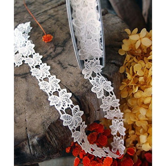 1" x 5 Yards Floral Lace Crochet Ribbon (Ivory)