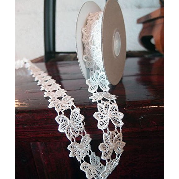 1" x 5 Yards Floral Lace Crochet Ribbon (White)