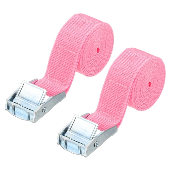1" x 5 ft Lashing Strap with Buckles, 2 Pcs Cam Buckle Tie Down Straps Cinch Straps Up to 551 lbs, Pink