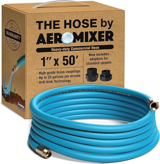 50 Ft Blue Heavy Duty Vinyl Garden Hose with Metal Couplings
