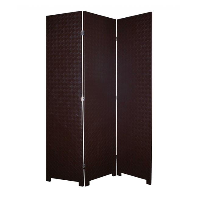 1 X 52 X 71 Brown Criss Cross Faux Leather Screen 1 X 52 X 71 Brown Criss Cross Faux Leather Screen