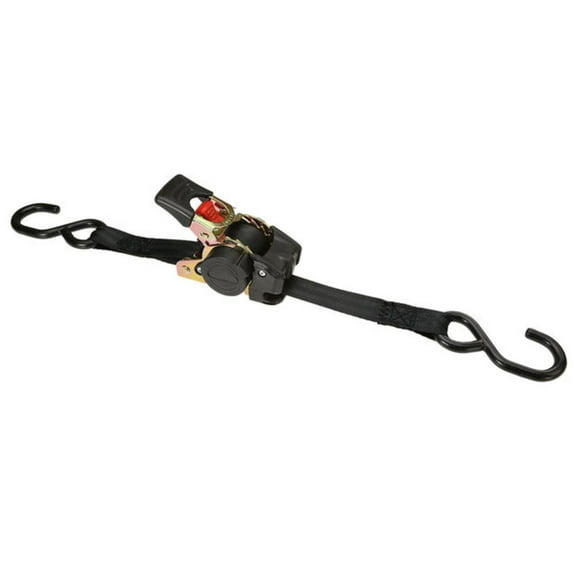 US Cargo Control Retractable Ratchet Strap with Push Button Release, 1 Inch Wide x 6 Foot Long, Vinyl Coated S Hooks, Dependable Utility Strap