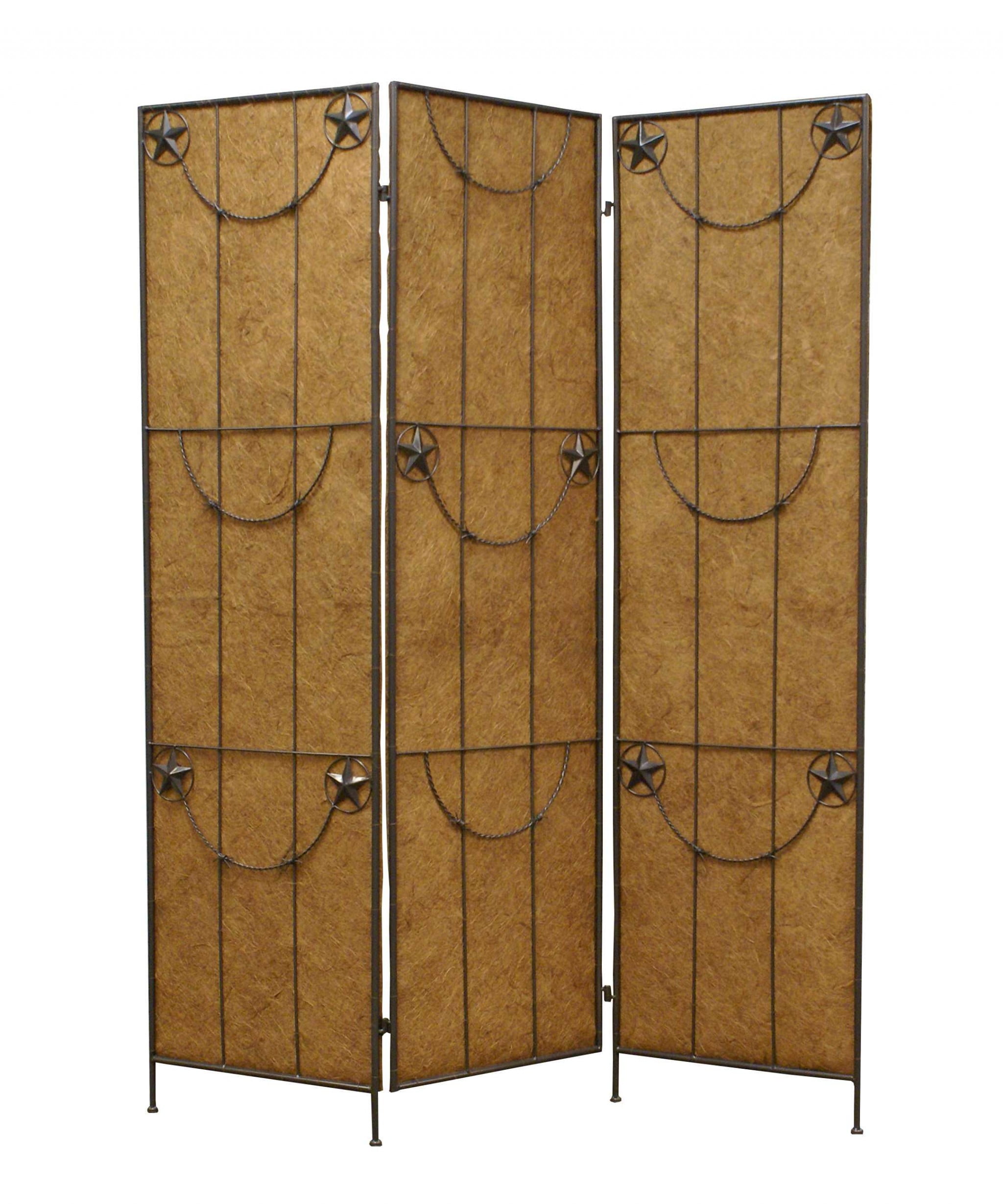 60" x 72" Brown Metal Lone Star Floor Screen