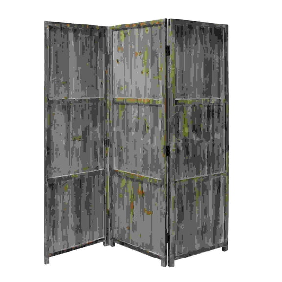 1" x 63" x 72" Brown 3 Panel Solid Wood Fortress Screen