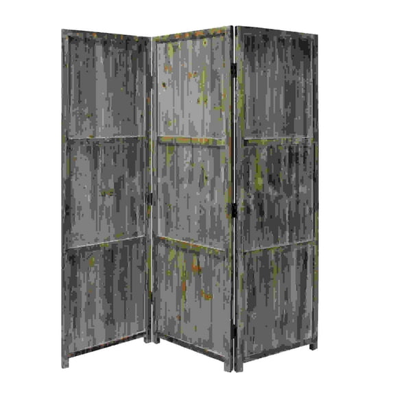 1" x 63" x 72" Brown 3 Panel Solid Wood Fortress Screen