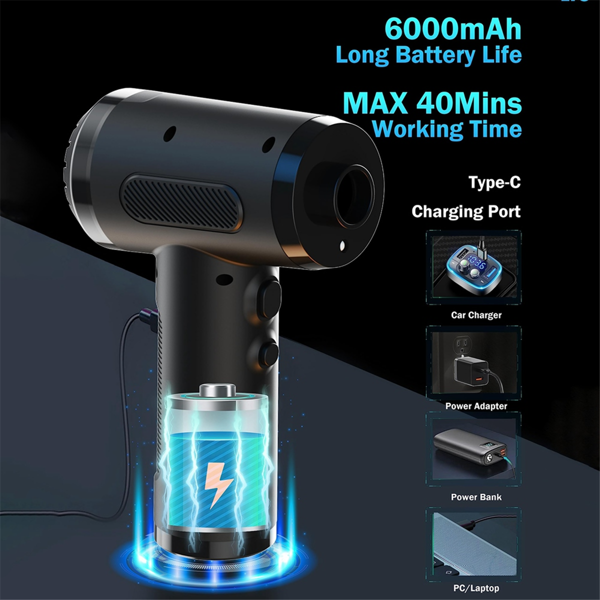 1 x Air Duster 8 x Accessories 1 x USB Cable-black