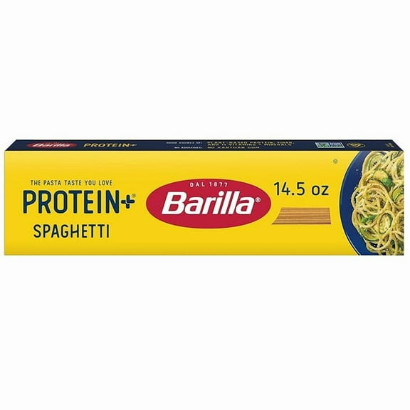 1 x BARILLA Protein+ (Plus) Spaghetti Pasta, 14.5 Ounce - plant based pasta - Made from Lentils, Chickpeas & Peas - Non-GMO, Kosher Certified and Vegan