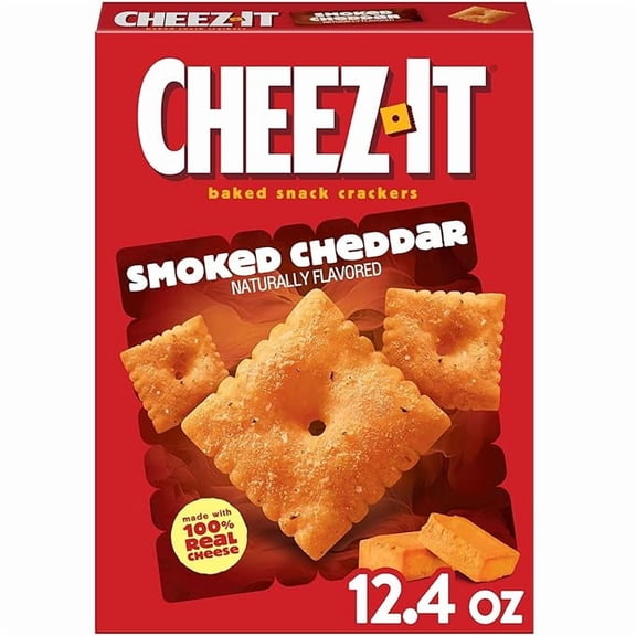 1 x Cheez-It Baked Snack Crackers, Lunch Snacks, Smoked Cheddar, 12.4oz Box (1 Box)