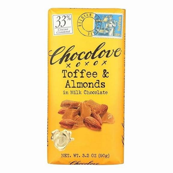 1 x Chocolove - Milk Chocolate Bar Toffee & Almonds - 3.2 oz.