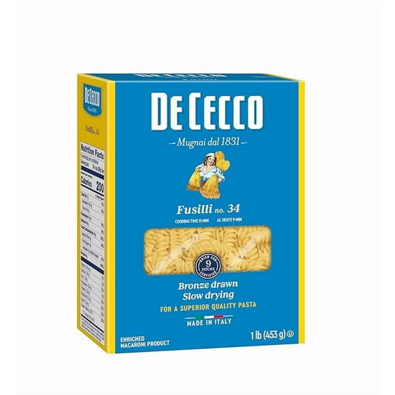 1 x De Cecco Semolina Pasta, Fusilli No.34, 1 Pound