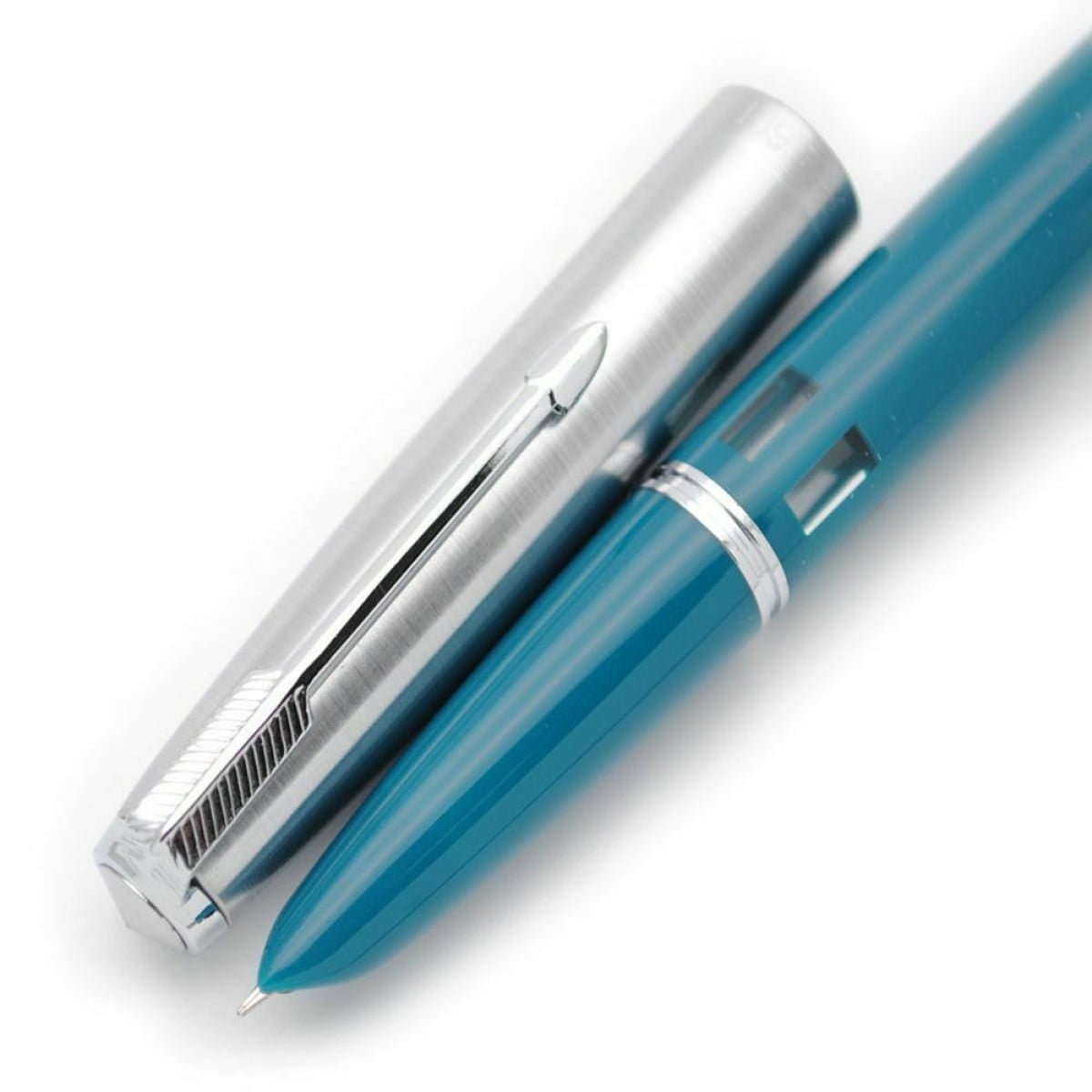 1 x Fountain Pen , esin Body Steel Push Cap Vacumatic Fountain Pen F Nib 0.5MM With Ink Window