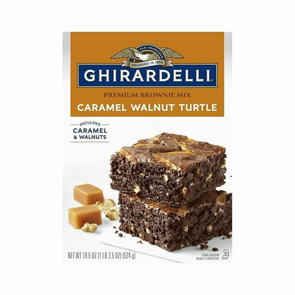 1 x Ghirardelli Caramel Walnut Turtle Premium Brownie Mix, Includes Caramel and Walnuts, 18.5 oz Box