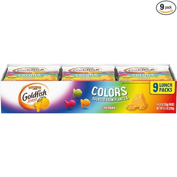 1 x Goldfish Colors Cheddar Crackers, Snack Pack, 0.9 oz, 9 CT Multi-Pack Tray