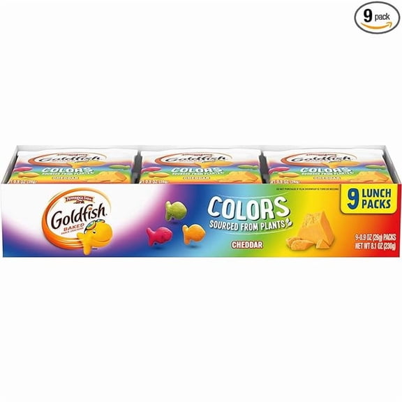 1 x Goldfish Colors Cheddar Crackers, Snack Pack, 0.9 oz, 9 CT Multi-Pack Tray