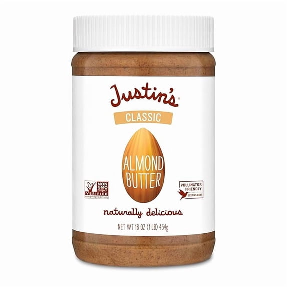1 x Justin's Classic Almond Butter, Only Two Ingredients, No Stir, Gluten-free, Non-GMO, Keto-friendly, Responsibly Sourced, 16 Ounce Jar, Pack of 1
