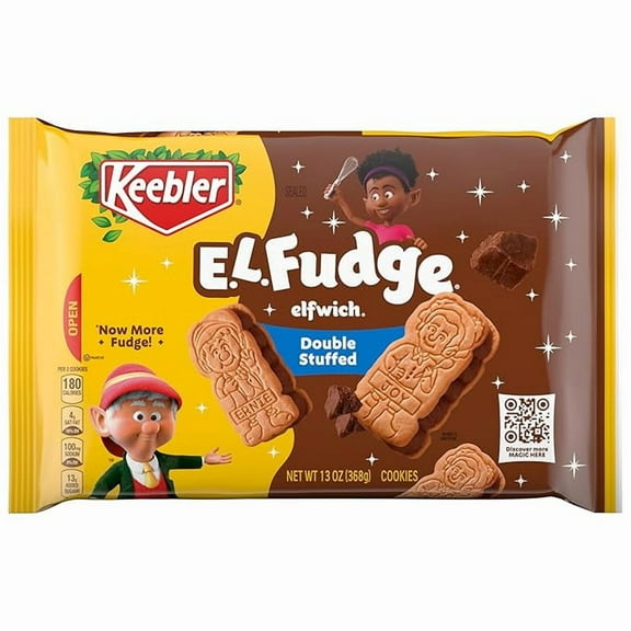 1 x Keebler E.L. Fudge Double Stuffed Elfwich Cookies, Sandwich Cookies Stuffed with Crme Filling, 13 oz