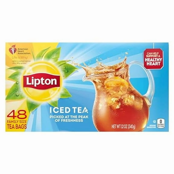 1 x Lipton Decaf Black Iced Tea Bags, Family Size Zero Calories, 24 Total Tea Bags