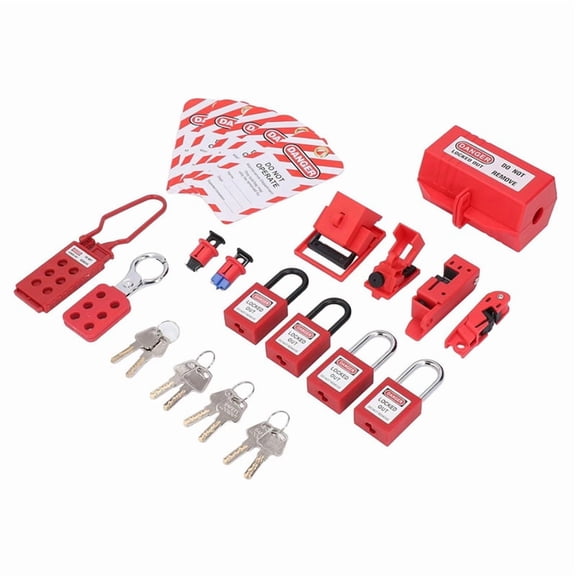 Electrical Lockout Tagout Kit, Universal Clamp on Circuit Breaker Lockouts -Safety Locks Hanging Tags Set