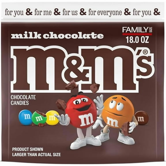 1 x M&M'S Milk Chocolate Candy, Family Size, 18 oz Resealable Bulk Candy Bag