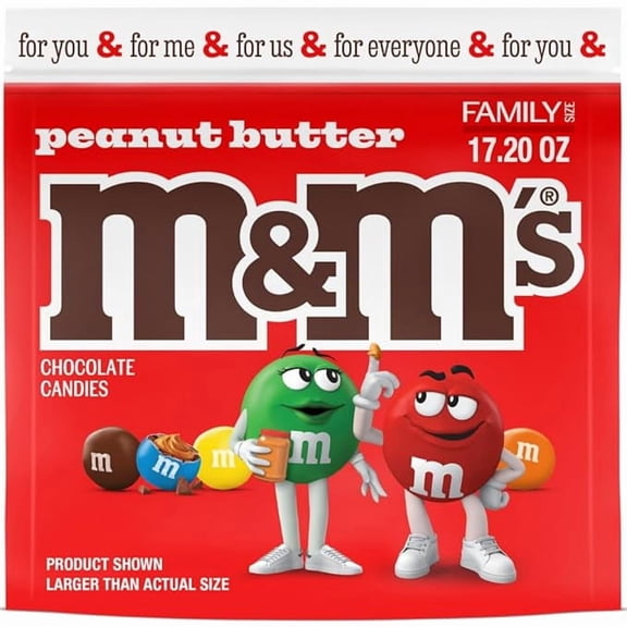 1 x M&M'S Peanut Butter Milk Chocolate Candy, Family Size, 17.2 oz Bag