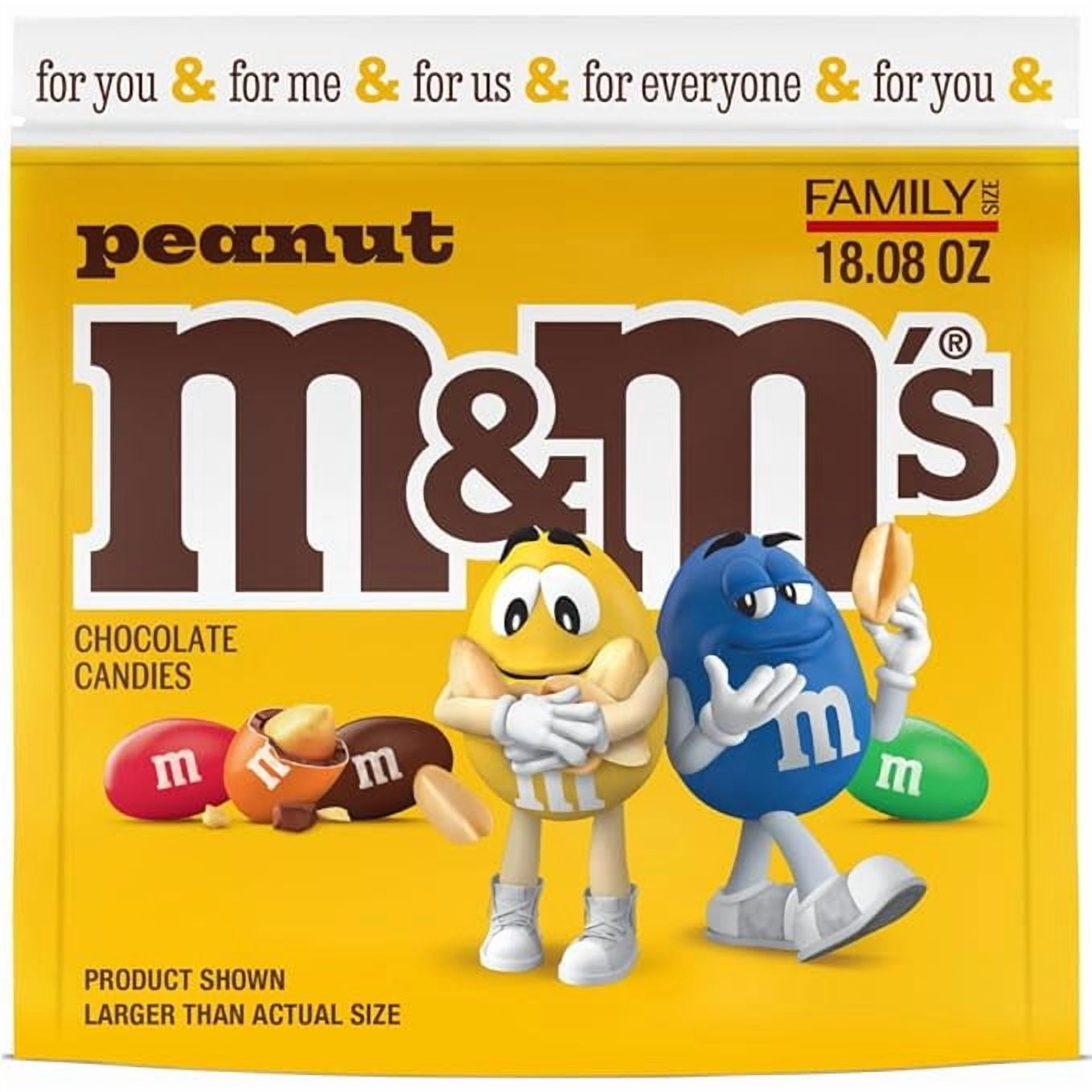 (1 pack) M&M'S Peanut Milk Chocolate Candy, Family Size, 18.08 oz Resealable Bulk Bag