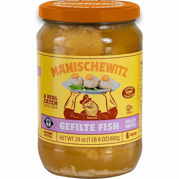 1 x Manischewitz Gefilte Fish In Jelled Broth, 24 Oz Jar