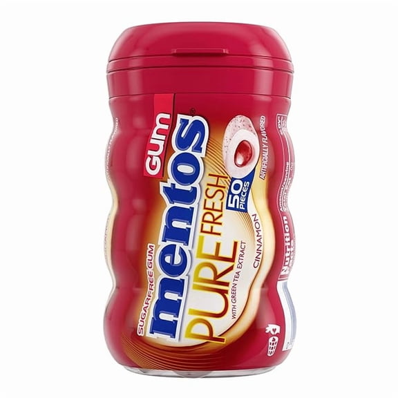 1 x Mentos Pure Fresh Sugar-Free Chewing Gum with Xylitol, Cinnamon, Non Melting, 50 Piece Bottle