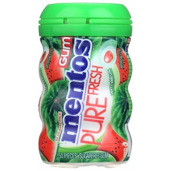 1 x Mentos Pure Fresh Sugar-Free Chewing Gum with Xylitol, Watermelon, 50 Piece Bottle