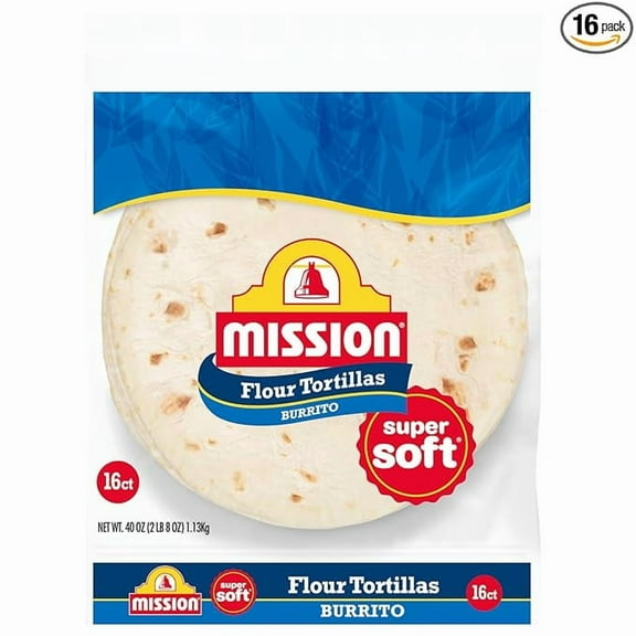 1 x Mission Burrito Flour Tortillas, Large Size, 16 Count, Trans Fat Free