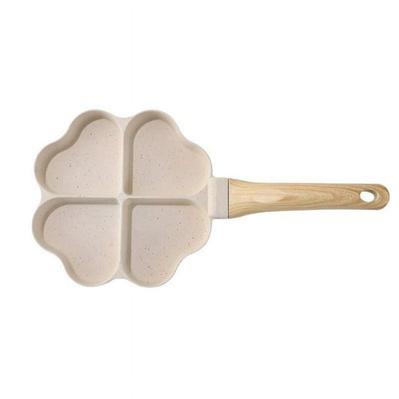 Heart Shaped Egg Pan Mini Egg Dumpling Pan Hamburger Steak 4 Grid Breakfast Pan, White