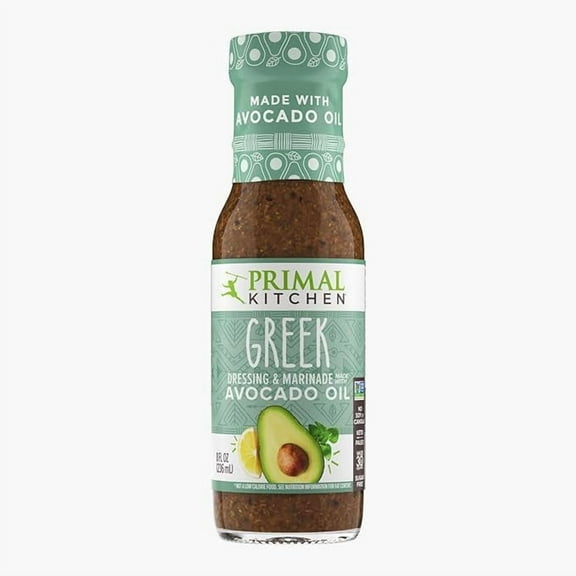 1 x Primal Kitchen Greek Vinaigrette & Marinade Salad Dressing made with Avocado Oil, Whole30 Approved, Certified Paleo, and Keto Certified, 8 Fluid Ounces, 8 Fl Oz (Pack of 1) (PKDRESS-GV6)