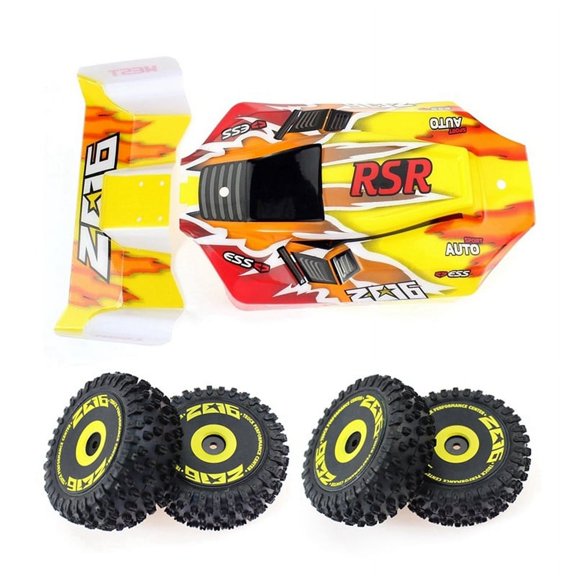 1 x RC Car Body Shell 1 x RC Car Tail Wing 2 x Front Wheel 2 x Rear Wheel-As Shown
