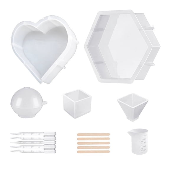 1 x Resin Molds Silicone Kit(16 x accessories as shown in the picture)-white