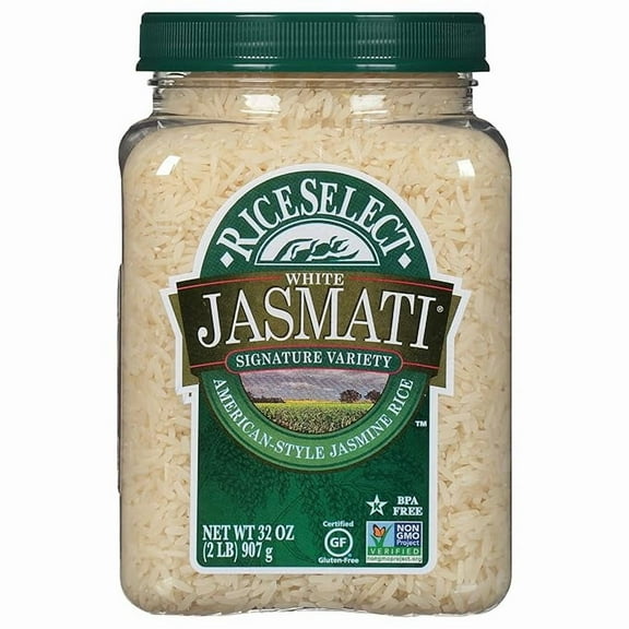 1 x RiceSelect Jasmati Rice, Long-Grain Jasmine Rice, Premium Gluten Free Rice, Non-GMO, 32 Ounce Jar