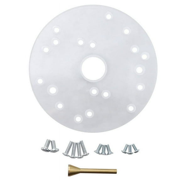 1 x Router Base Plate 12 x Screws 1 x brass alignment pin-transparent