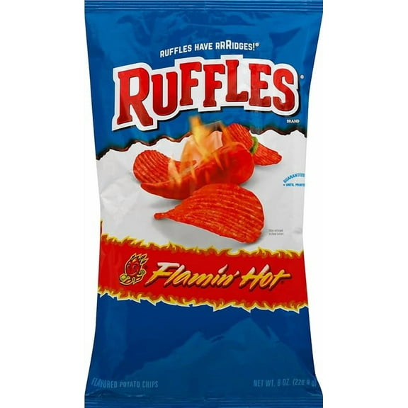 1 x Ruffles Potato Chips Flamin' Hot, Cheddar Cheese, 8 Ounce