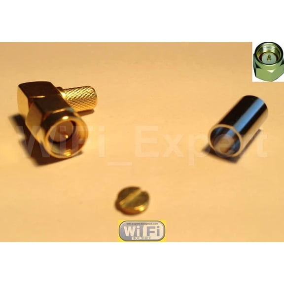 1 x SMA Male plug right angle crimp RG58 RG142 RG400 LMR195 Coax Cable USA