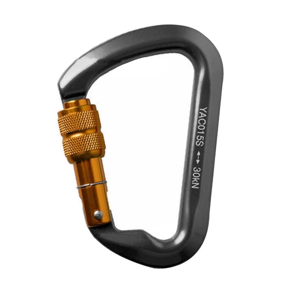 1 x Screw Lock Carabiner, 30KN Auto Locking Carabiner Clip Stainless Steel D-Shape Hook for Climbing Rock