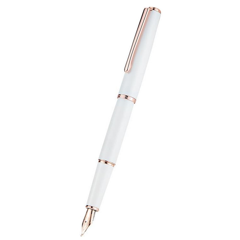 1 x Steel Fountain Pen Push Type Cap Rose Gold Plated EF/F Nib  Writing Pen