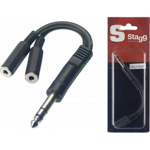 Stagg Stereo Male Phone Plug/2 x Mono Female Mini Jack Adaptor Cable