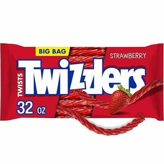 1 x TWIZZLERS Twists Strawberry Flavored Licorice Style, Chewy Candy Big Bag, 32 oz