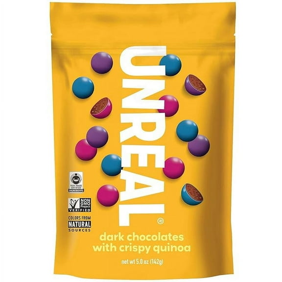 1 x Unreal, Candy Coated Chocolate Crispy Quinoa Gems Bag, 5 Ounce