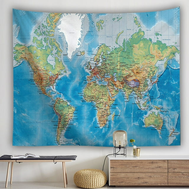 1 X Floral Tapestry Vintage World Map Wall Tapestries Hanging Hippie