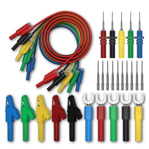 5 Colors 4mm Dual Banana Plug Lead Cable for Multimeter U-Shaped Alligator Clip